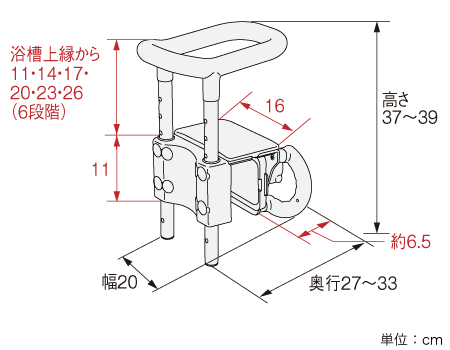 高さ調節付浴槽手すり UST-130 ｜ 【安寿】の介護用品 ｜ アロン化成