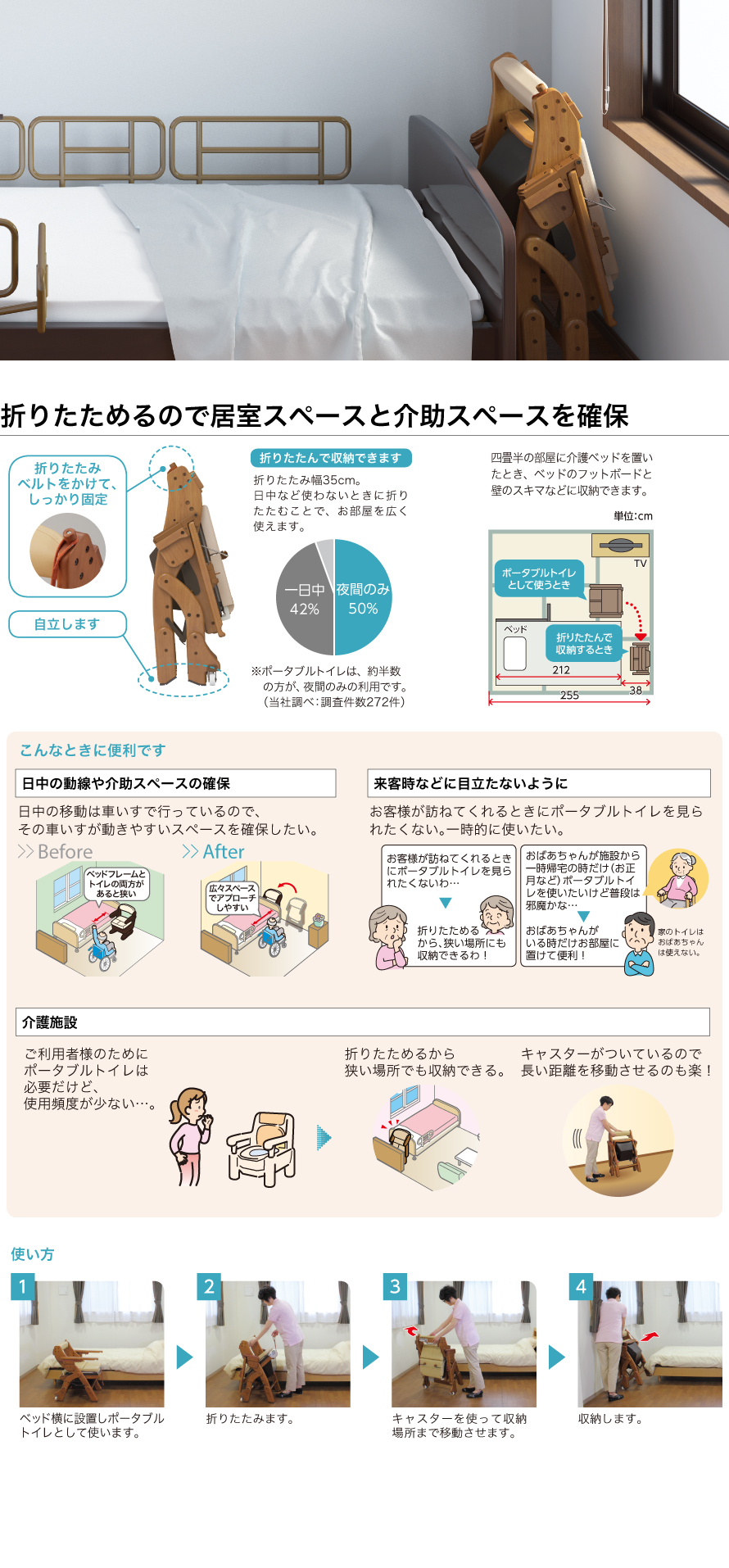 折りたたみ家具調トイレ ｜ 【安寿】の介護用品 ｜ アロン化成