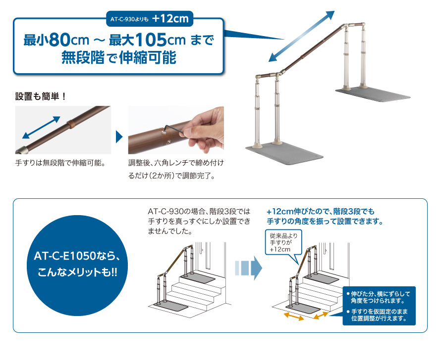 AT-C-E1050-S接続手すりセットR 592-354 キャップ付 アロン化成 取寄品 JAN 4970210032985 介護福祉用具  NWb7qazOH9