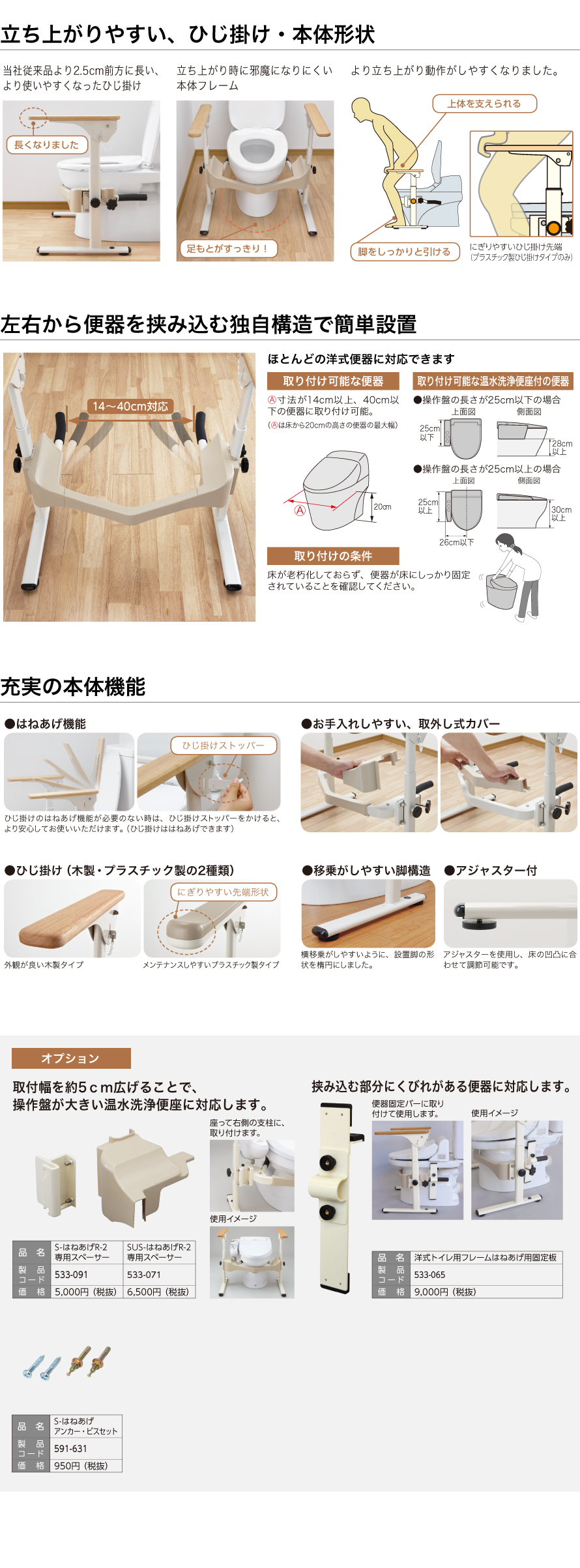 洋式トイレ用フレーム S-はねあげR-2 ｜ 【安寿】の介護用品 ｜ アロン化成