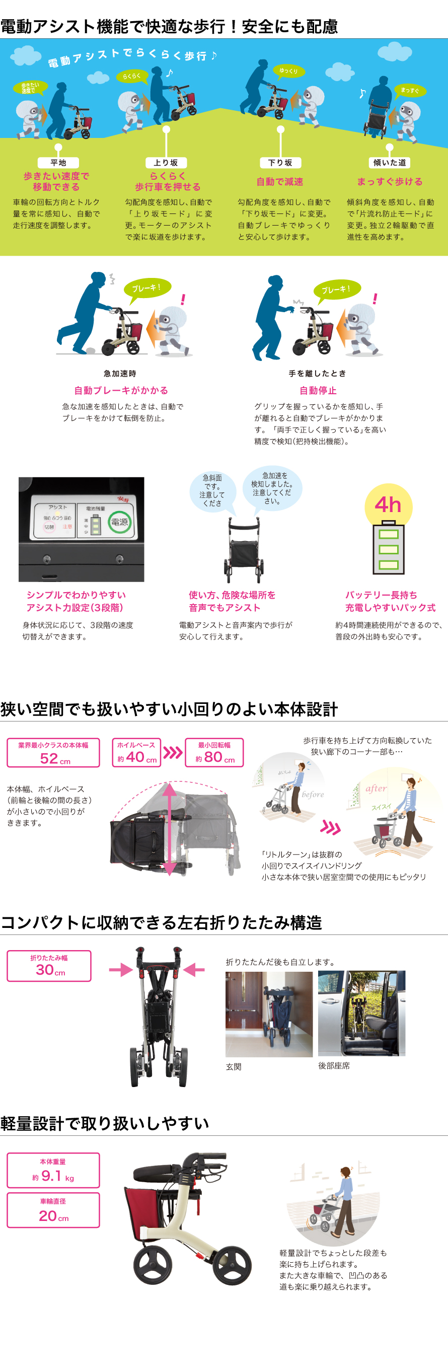 歩行車 リトルターン 電動アシスト付 安寿 の介護用品 アロン化成