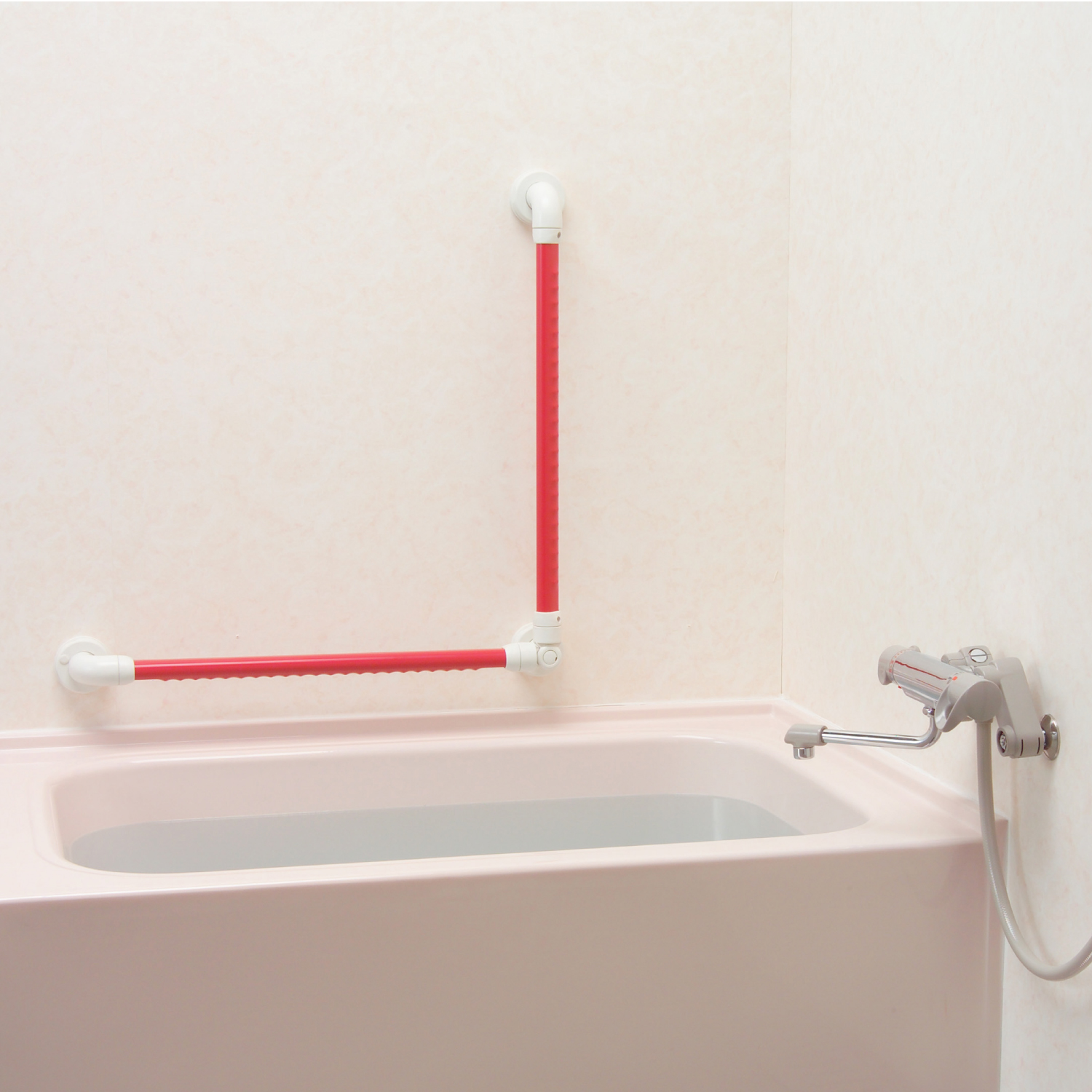 【新品・未開封】セーフティバー L (535867) レッド 600×600 セーフティバー L型 | 【安寿】の介護用品 | アロン化成