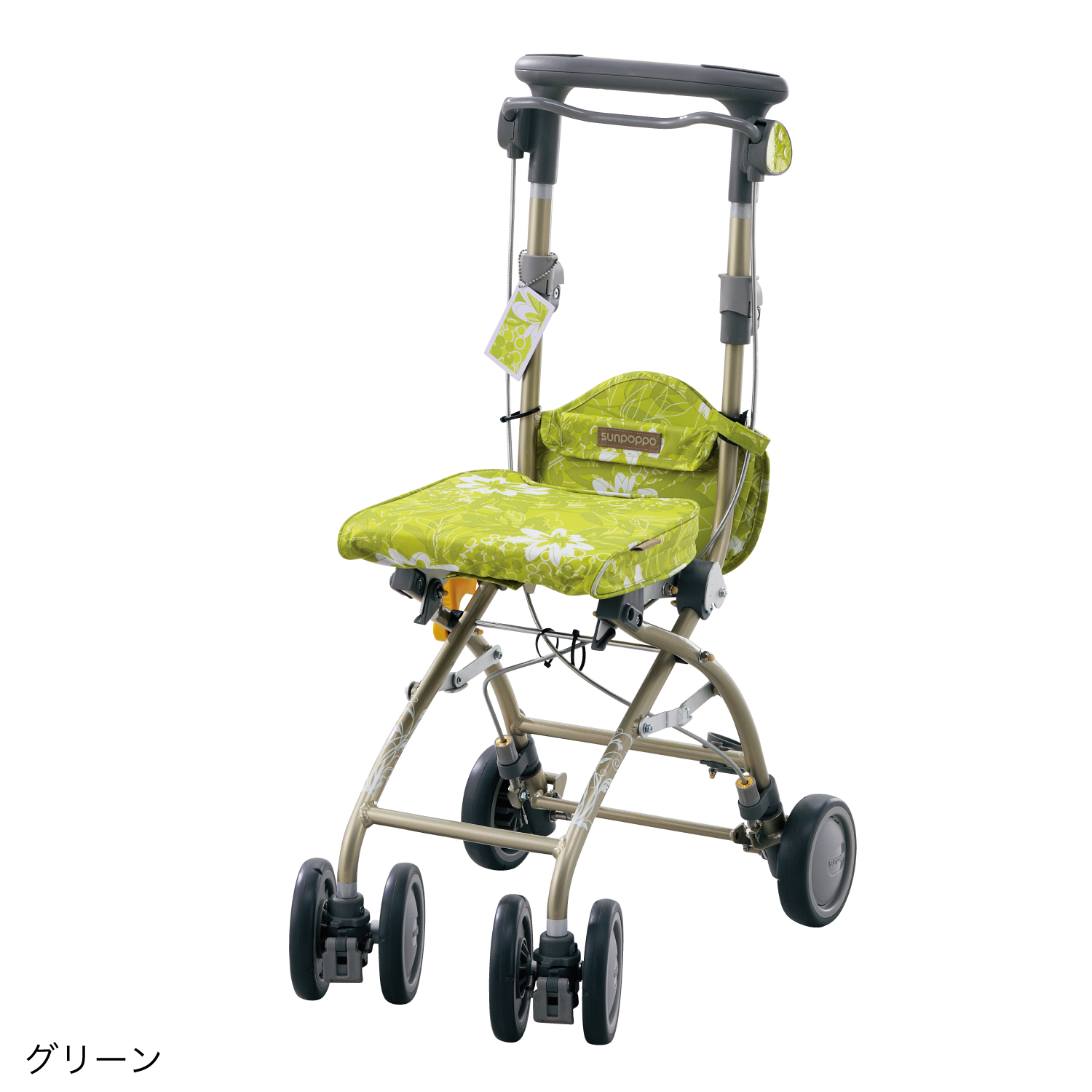 sunpoppo シルバーカー 花柄 緑色 sunpoppo シルバーカー 花柄 緑色