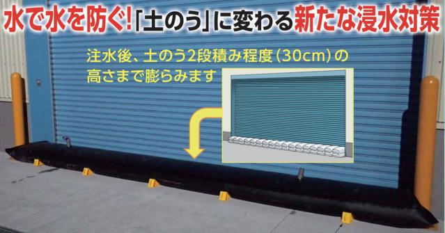 【"土のう”に代わる雨水対策】 集中豪雨や大型台風の備えに「浸水対策用大型水のう」